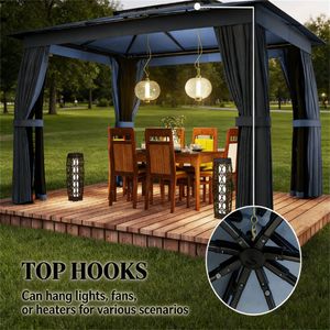 Pergola Gazebo Blu da Esterno con Tetto Morbido e Tende Parasole, Riparo Antipioggia con Tende - Product Image 3