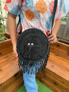 แฟชั่นใหม่กระเป๋าสะพายไหล่หนังนิ่มทรงกลมกระเป๋าสะพายข้างสไตล์โบฮีเมียนสำหรับผู้หญิงกระเป๋าสะพายข้างสไตล์คาวเกิร์ลของขวัญสำหรับเธอ - Product Image 2