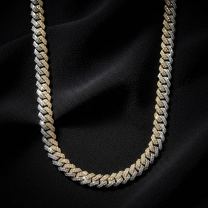 Collier chaîne cubaine bicolore sertie de zircons, plaqué rhodium, style hip-hop, avec perles, pour bijoux de fête unisexe - Product Image 4