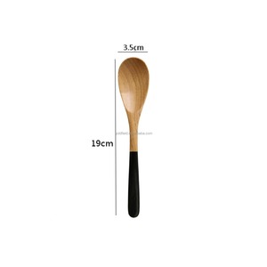 Ensemble d'ustensiles de cuisine en bois d'acacia teck naturel, design classique, résistant à la chaleur, antiadhésif, cuillères à long manche en bois - Product Image 3
