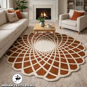 พรมขนสัตว์คุณภาพสูงสั่งทำได้ทุกแบบ ดีไซน์หรูหรา ผลิตด้วยมือ งานทอมือ ลายผ้าอินเดีย ยางลาเท็กซ์ ขายส่งสำหรับห้องนั่งเล่น - Product Image 1