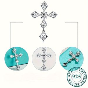 Collana con Croce in Argento 925 e Diamante Moissanite, Gioiello di Lusso con Gemma Scintillante - Product Image 4