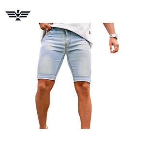 Shorts en jean noir pour homme, taille mi-haute, coupe droite, décontracté, pour l'été, fermeture boutonnée, 100 % coton tissé - Product Image 4