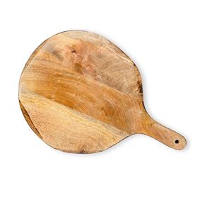 Tabla de cortar redonda de madera de mango, pala para pizza, tabla multiusos para picar, servir y preparar charcutería - Product Image 1