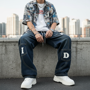 Jeans en denim pour hommes de marque personnalisée, coupe droite vintage, haute qualité, style décontracté, vente en gros de jeans pour hommes - Product Image 5