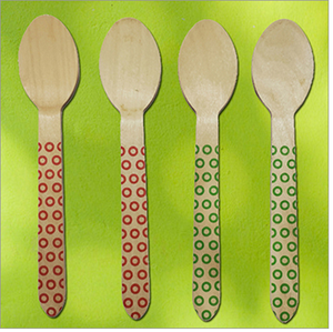 Cuchara de postre de madera con diseño personalizado impreso para fiestas, cuchara para helado y postre al precio más bajo - Product Image 4