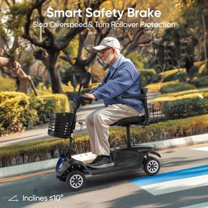 Scooter Elettrico a 4 Ruote con Luci, Batteria a Lunga Durata e Cestino, per Disabili - Product Image 4