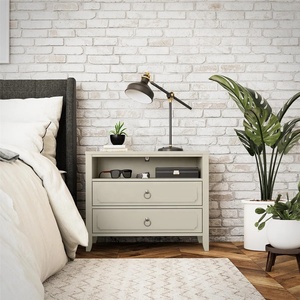 Luxury Wood Bedside <b>Table</b> With Dual Drawers Elegant Handles Spacious Storage Modern Design Perfect For Bedroom Decor - Product Image 1