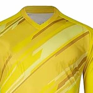 Uniforme de fútbol unisex completamente personalizado en combinación de colores negro y dorado, camiseta de fútbol, conjunto de jersey de fútbol fabricado por Dress Sports - Product Image 5