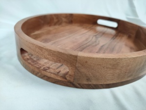 Bandeja de servir ovalada de madera de acacia de alta calidad, plato de madera pulido para exhibición, ideal para hoteles, restaurantes y fiestas, en oferta. - Product Image 5