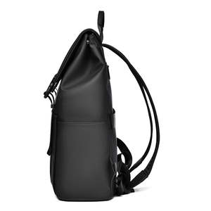 Sac à dos pour ordinateur portable noir pour hommes, en cuir et polyester imperméable, antivol, décontracté, pour étudiants et travail - Product Image 4