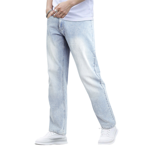 กางเกงยีนส์ผู้ชายสั่งทำโลโก้ขายส่งทรงตรงเข้ารูป - Product Image 2