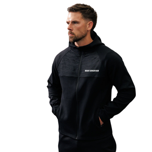 Men’s Black Full <b>Zip</b> <b>Hooded</b> Tracksuit Set Athletic Sportswear Training Workout Running Jogger Pants Casual Activewear Outfit - Product Image 2