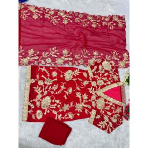 Ensemble de costume de soirée pour femmes de créateur avec travail de séquence, comprend un pantalon et un dupatta - Product Image 6