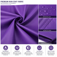 Chaqueta Impermeable Larga para Hombre con Logotipo Personalizado OEM, Capucha, Forro Polar Morado, Resistente al Viento, para Trabajo al Aire Libre