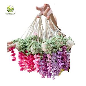 Handmade Crochet Hanging Blossom Flower Basket Decorative Knitted Planter Wall <b>Ornament</b> for Housewarming Birthday Gift Ideas - Product Image 4