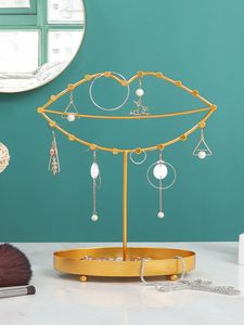Gold Metal Palm Tree Jewelry Stand With Pink <b>Ceramic</b> Base Bohemian Home Decor For Bedroom Tabletop Use - Product Image 6