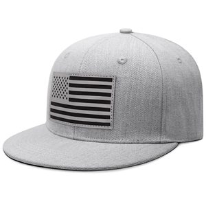 Gorra Unisex de 6 Paneles con Cierre a Presión, Color Gris, de Algodón, con Bordado de la Bandera Americana en el Panel Frontal, Estilo Casual, Ajuste para Adultos - Product Image 2