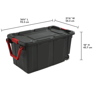 Contenitore Industriale con Ruote Grandi, Bidone di Stoccaggio in Plastica Robusta da 40 Galloni con Coperchio a Chiusura e Maniglia, Confezione da 2 - Product Image 3