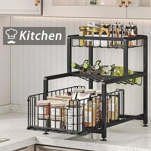 Modern Black Metal Kitchen Organizer Perfect for Home Organization Space Saving Fruit and <b>Vegetable</b> Storage Solution From India - Product Image 5