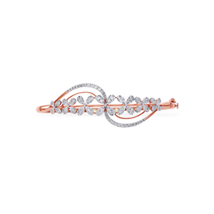 Bracelet chaîne GLEAMORA ENTERPRISE de luxe en or rose 14 carats avec diamants de laboratoire pour femme, motif géométrique classique entrelacé et complexe - Product Image 1