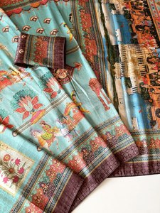 Sari en soie jacquard de qualité supérieure avec tissage Zari complet et impression numérique UHD - Product Image 3