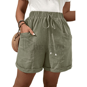 Nouveaux shorts pour femmes, coupe slim, taille haute, design multi-poches, taille élastique, été, décontracté, élégant, confortable, usage quotidien, vente en gros, MOQ - Product Image 1