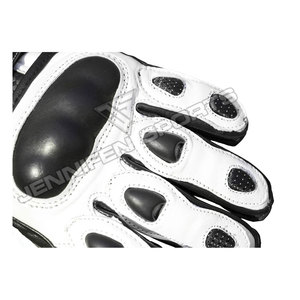 Guantes de Motociclismo Negros y Blancos de Cuero Genuino para Carreras, Guantes de Carretera con Protección de Nudillos para Hombre, para Verano y Actividades al Aire Libre - Product Image 3
