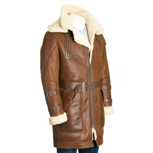 Men's 100% Real Lambskin Leather Coat Winter Shearling Long Coat <b>Smart</b> Casual Style Loose Fit for All Seasons Breathable Feature - Product Image 5