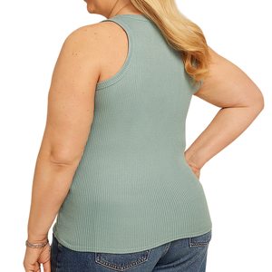 Camiseta sin Mangas Casual de Jersey para Mujer Talla Grande, Cómoda, Cuello Redondo Acordonado, Dobladillo Recto, Largo Clásico, Lavable a Máquina, Ajustada - Product Image 3