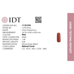 Natural Red Coral Oval Cabochon Loose Gemstone 6.35 Carat for Fine Jewelry - Product Image 4