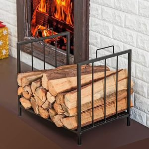Modern Steel <b>Log</b> Holder Rectangle Powder Coated Firewood Storage <b>Rack</b> for Fireplace - Product Image 5