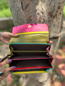 Real Handmade Multi Cowhide Fur Recycled Leather Women Clutch Stylish Stubby <b>Rainbow</b> Color Multiuses Purse ATM <b>Card</b> Holders - Product Image 5