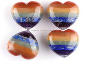 Cœur en cristal naturel des sept chakras, pierre précieuse polie sculptée - Art Feng Shui de collection - Product Image 4