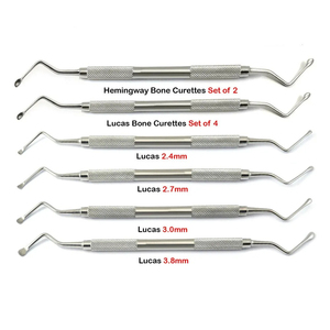 Instruments de chirurgie osseuse : Lot de 6 curettes dentaires manuelles en acier inoxydable (type Lucas, type Hemingway, cuillère osseuse, excavateur) pour laboratoire - Product Image 5