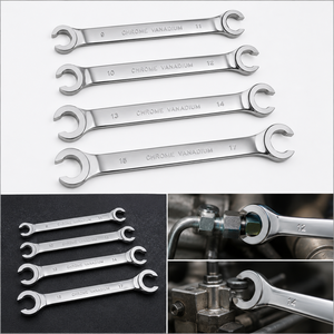 Chrome Vanadium Flare Nut <b>Spanner</b> Set | Double <b>Open</b> <b>End</b> Line Wrench for Brake & Fuel Line Fittings, 6x8 - 13x15 available sizes - Product Image 2