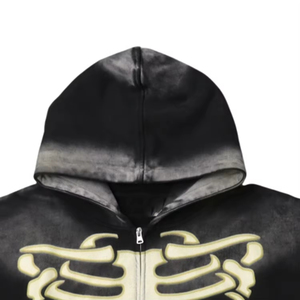 Sudadera con capucha personalizada con estampado de calavera, de algodón grueso de 400 GSM, corte holgado y unisex - Product Image 3