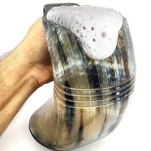 Grand Chope à Bière Artisanale en Corne de Bœuf Style Viking pour Miel et Bière – Le Cadeau Idéal pour les Vrais Hommes - Product Image 3