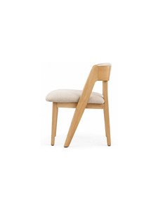 Fauteuil moderne en bois massif avec assise et dossier rembourrés, design scandinave pour salle à manger, café et restaurant - Product Image 4