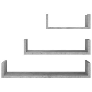 Cemento grigio 3 pezzi espositore da parete legno ingegnerizzato - Product Image 4