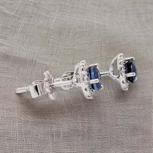 Boucles d'oreilles clous en saphir, argent sterling 925, plaqué or rhodié, certifiées IGI, bijoux ethniques bleu Ceylan, cadeau pour femme, vente en gros pour fêtes - Product Image 4