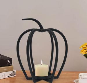 Black Apple Shaped <b>Candle</b> holder Carved Candlestick Stand for <b>Wedding</b> Centerpieces, Home Decor, and Events" - Product Image 2