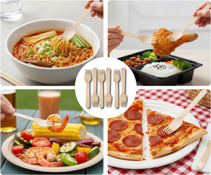 Tenedores de Madera Ecológicos de Textura Fina, 160 mm, Madera de Abedul de Grado Alimenticio para Restaurantes, Eventos y Uso Doméstico - Product Image 4