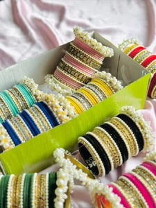 Glamorous Designer Velvet Floral Bangles for Girls and Women Soft 3D Embellished Wedding Bangle - Product Image 3