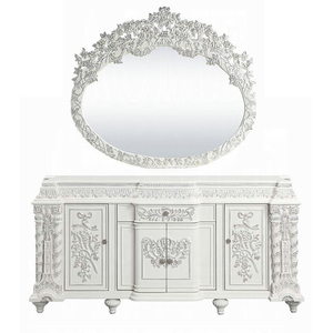 Luxury <b>White</b> French Classical Dining Room Set Solid Wood Hand Carved Finish <b>Gloss</b> with <b>Sideboard</b> and Display Cabinet - Product Image 5