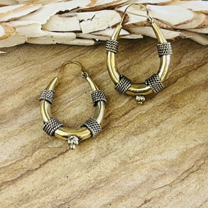 Pendientes de Aro de Latón con Diseño Único 2026, Estilo Bohemio, Plateados/Dorados, Acabado de Latón Antiguo, Joyería Étnica para Mujer, Ideales para Fiestas - Product Image 2