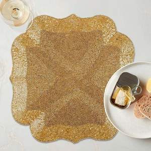 Kitchen Table Decor Table <b>Placemats</b> <b>Round</b> Beaded <b>Placemats</b> Seed Bead Place Mat Dining Party Custom Outdoor Wedding - Product Image 3