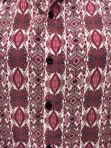 Elegante Camisa de Hombre Color Granate con Estampado Geométrico en Poliéster, Corte Regular, Cuello Clásico y Mangas Cortas para Uso Casual - Product Image 6