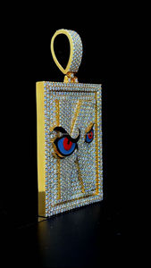 เงิน925 hip hop Full Moissanite ประดับด้วยเพชรสีแดงและสีขาวจี้รูปสี่เหลี่ยมผืนผ้าจี้ทองคำชุบทองจี้ตาสีขาวสำหรับผู้ชายผู้หญิง - Product Image 3