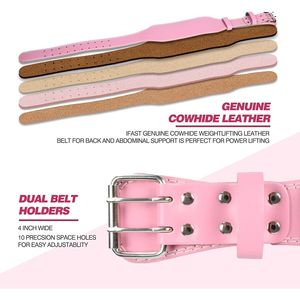 Cintura da allenamento per la forza larga 4 pollici in pelle rosa per uomini e donne che sollevano il potere con accessori per il Fitness - Product Image 3